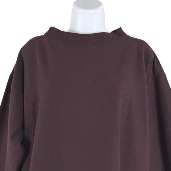 Eileen Fisher Funnel Neck Dress XL Brown Viscose Blend Stretch Crepe NWT DR-1744 - Picture 3 of 9